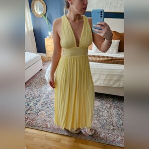 Forever 21 Pastel Yellow Maxi Dress with Side Cut Outs